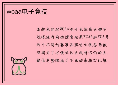 wcaa电子竞技